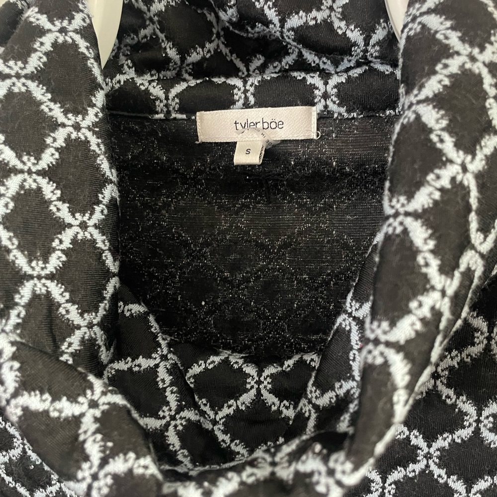 Tyler Boe Womens  Black White Geometric Kim Cowl Neck Pockets Dress Size Sm - Picture 3 of 5